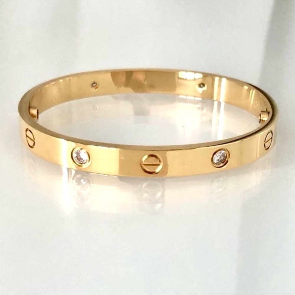 Generic Screw on Bangle Bracelet with Screwdriver in Gold with 4 stones